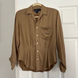 Ralph Lauren Tan Long Sleeve pony Shirt